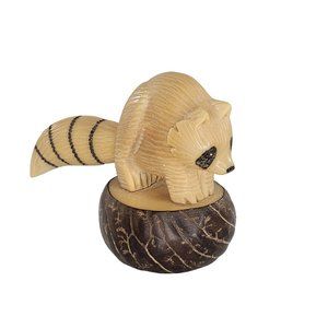 Tagua Nut Raccoon Figurine Hand Carved Carving Trash Panda Kitsch